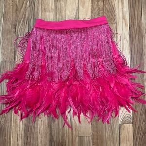 Hot pink skirt with feather